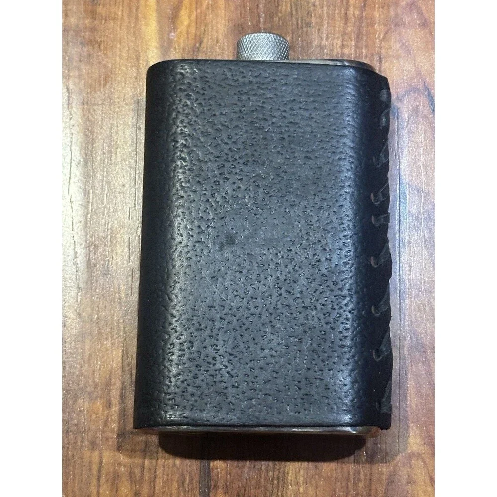 VTG Stainless Steel & Leather St Petersburg Russia CCCP Coat of Arms Hip Flask